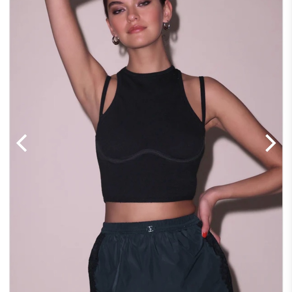 Fleur du Mal Black Ribbed Tank